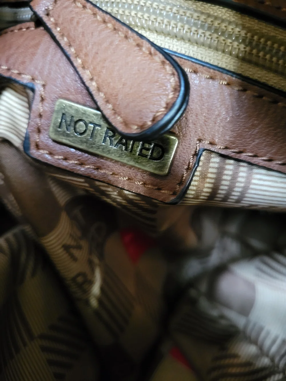 Not Rated Brown Leather Accent Handbag Interior Detail